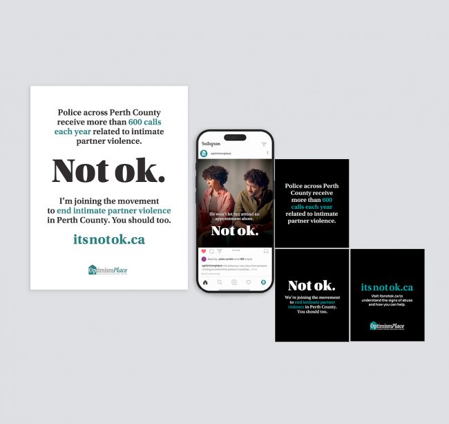 Social media and print at home poster mockup — Not ok. campaign digital toolkit with shareable social media graphics.
